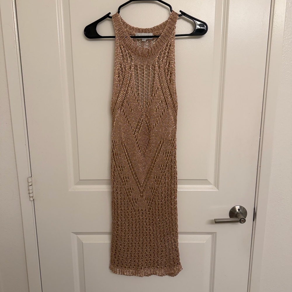 Sleeveless metallic swim cover up